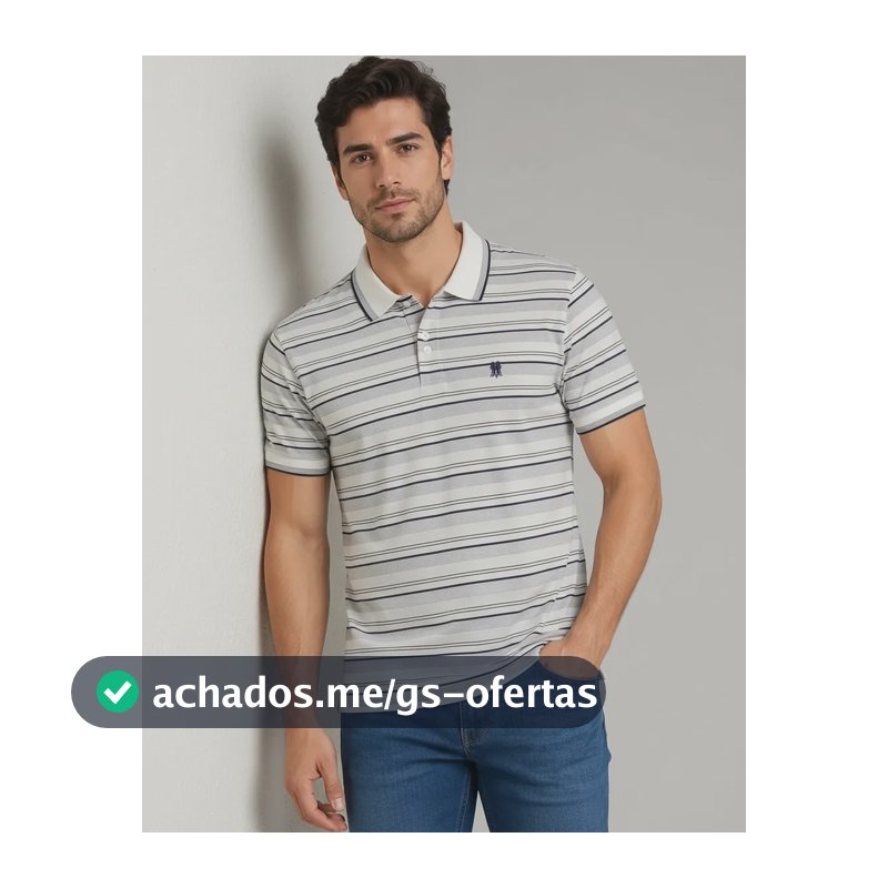 Camisa Polo Masculina Polo Wear Piquet Listrada Off White M