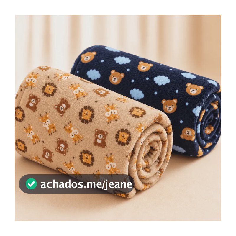 Kit 2 Mantas Bebê Menino Cobertor Fleece Estampas Sortidas