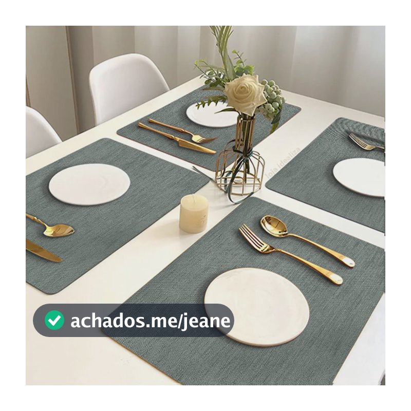 6 Jogo Americano Juta - Impermeável Limpa Facil Pvc CINZA claro escuro grafite preto café prateado Retangular