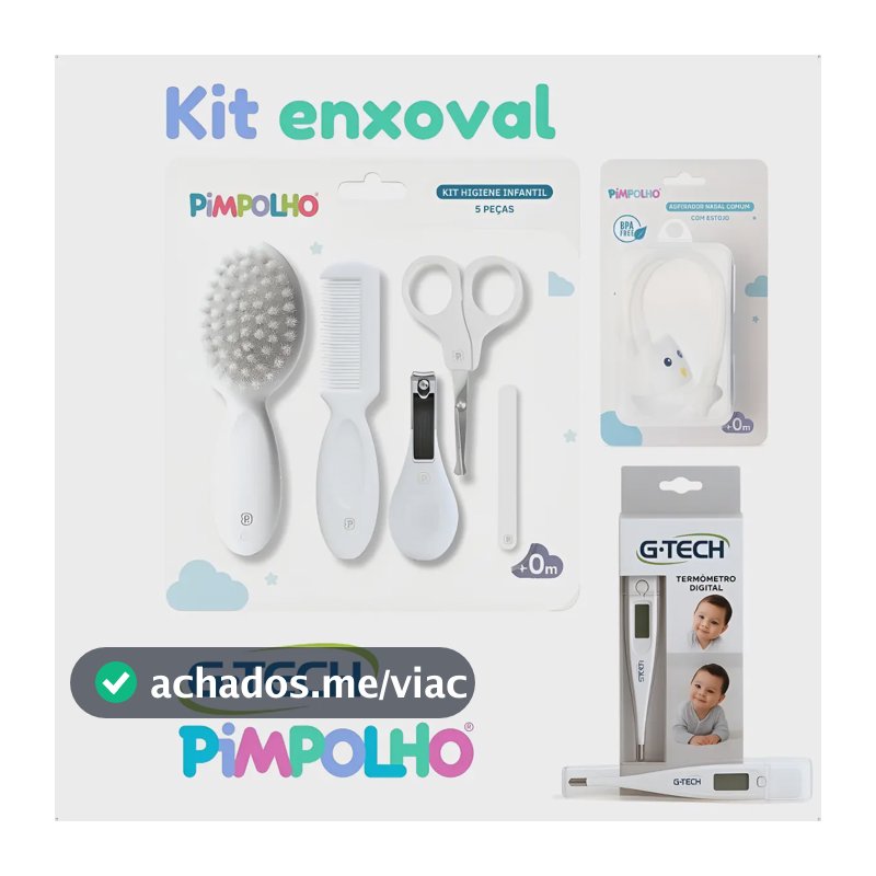 Kit Higiene Para Bebe 8 Pçs Termômetro + Aspirador Nasal Branco
