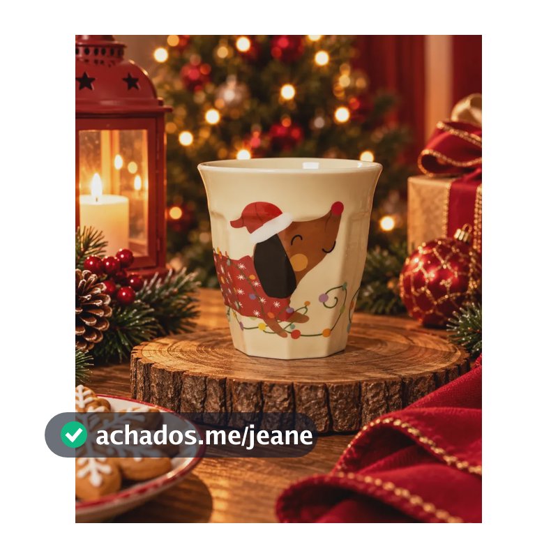 Copo Natalino 300ml Melamina Decoração De Natal Cachorro