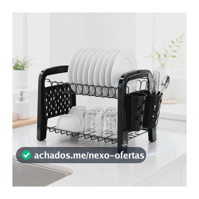 Secador De Louça Preto Escorredor De Pratos Porta Talheres Wow World Of Wonders