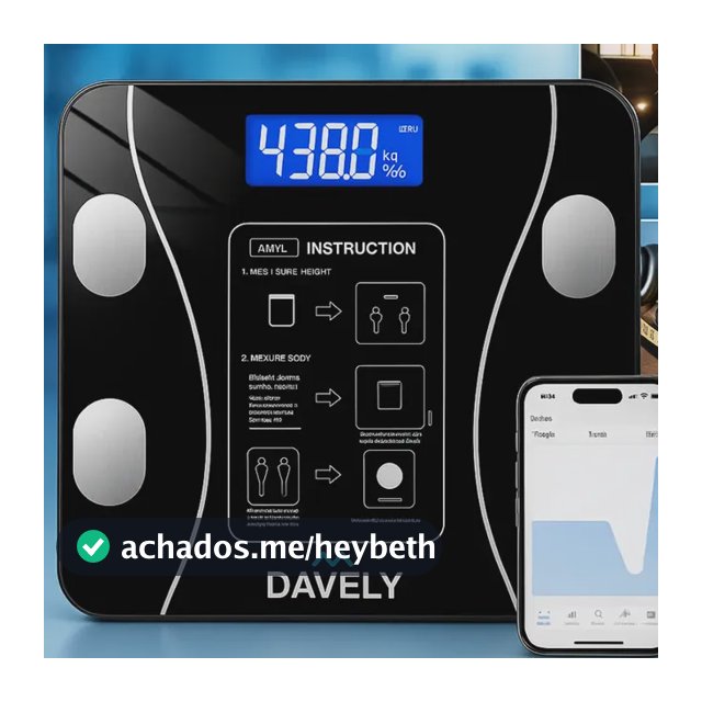 Balança Digital Bioimpedância Bluetooth Corporal Aparelho Alta Capacidade Balança De Banheiro Academia App Para Android E Para Ios Cor Preto Marca Davely