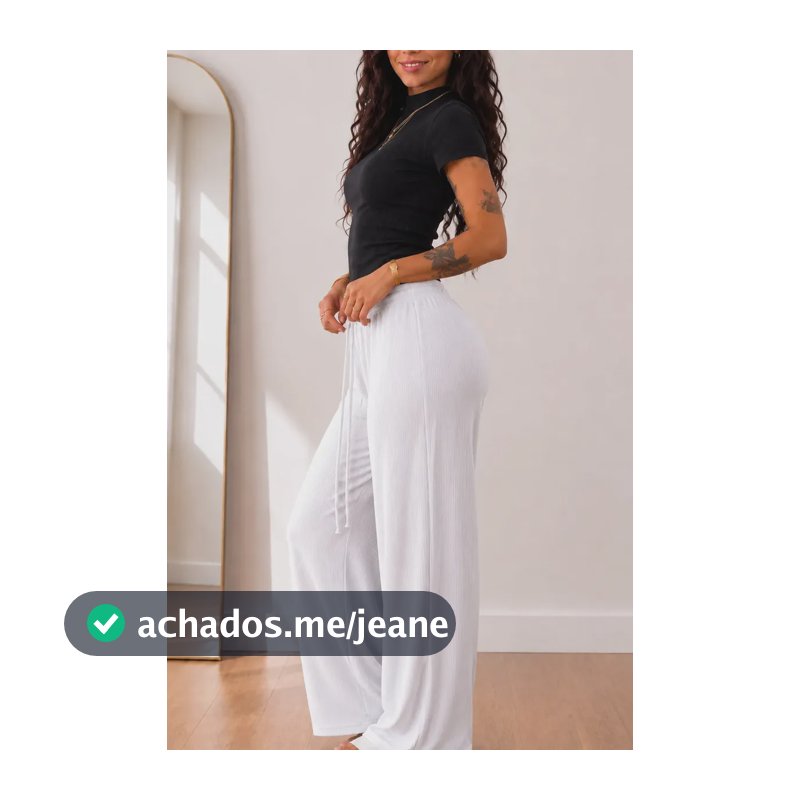 Kit C/2 Peças Conjunto Calça Pantalona E Blusa Gola Alta Preto E Branco P