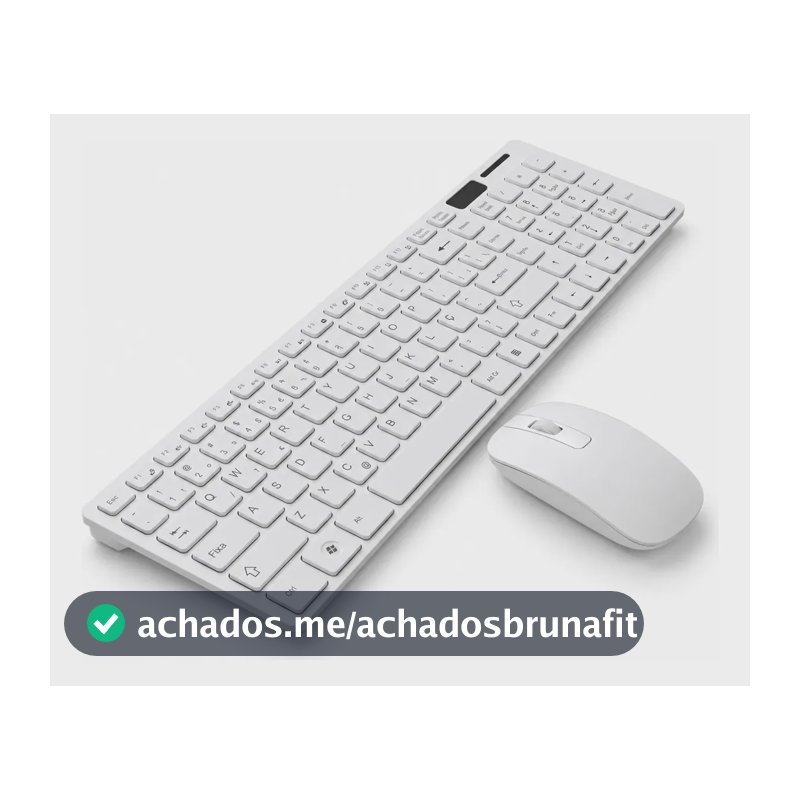 Kit Teclado e Mouse Sem Fio Branco Slim Ergonômico para Notebook e PC