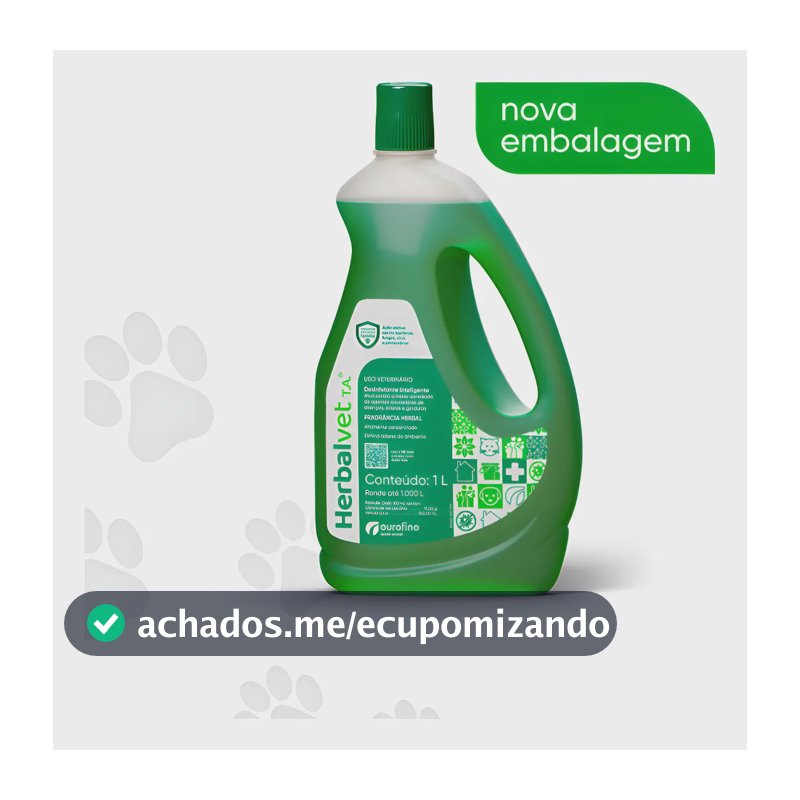 Herbalvet T.a. 1 Litro Ourofino Desinfetante Bactericida Pet Ervas