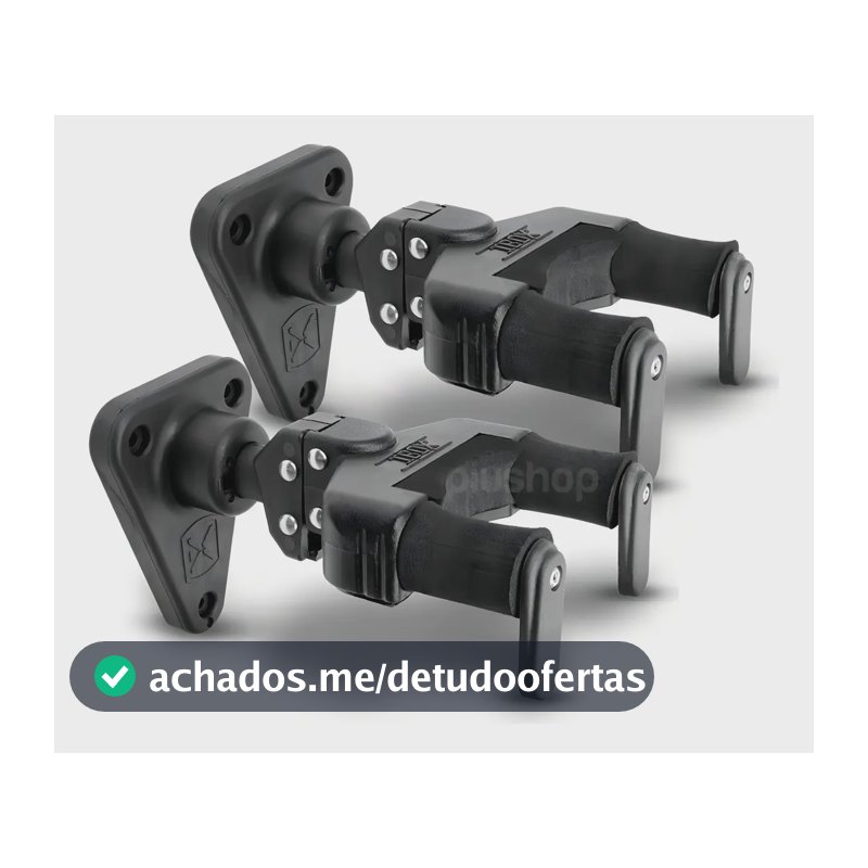 Suporte Parede Compacto Para Violão C/ Trava Automática 2 Pç Preto