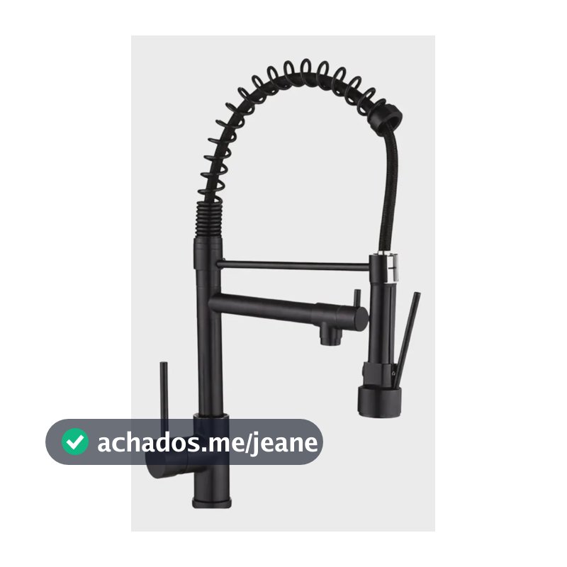 Torneira Monocomando Gourmet Cozinha Preto Fosco Flexível Preto Mate