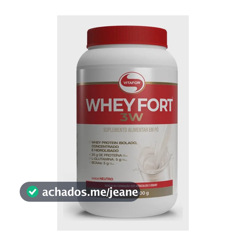 Whey Fort 3w Neutro 900g Vitafor Sem Sabor