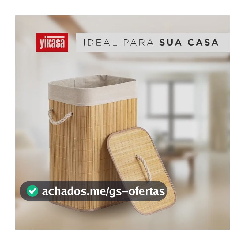 Cesto De Roupas De Bambu 70 Litros Yikasa
