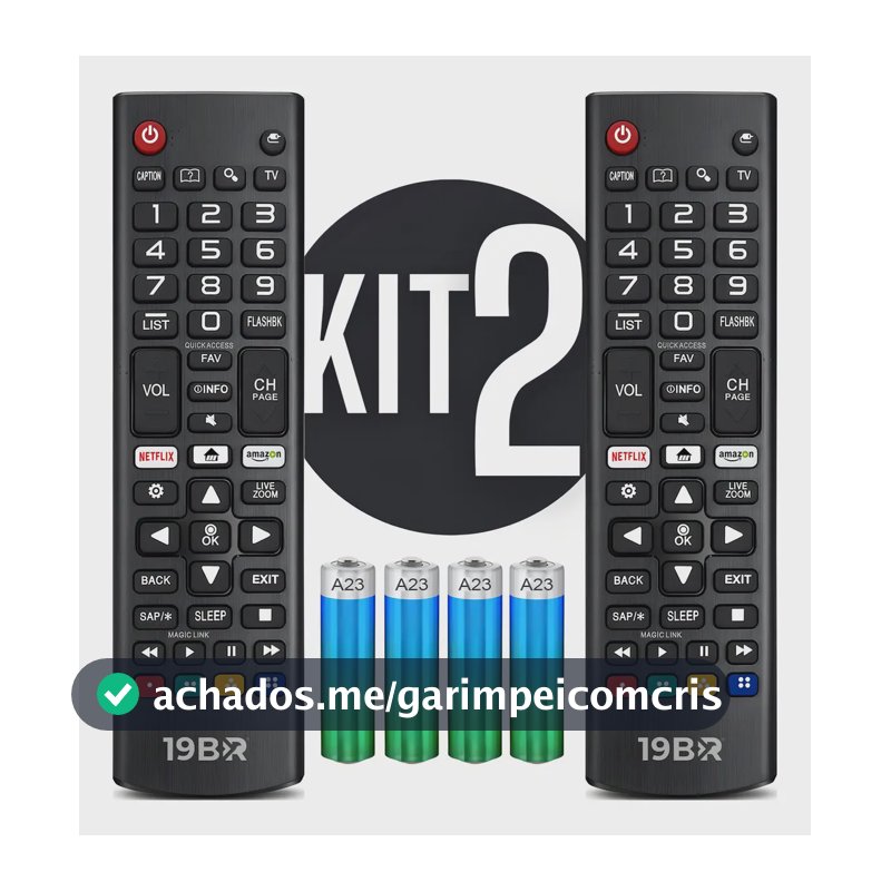 Kit 2 Controle Remoto Para Tv LG Smart + 4 Pilhas Com Teclas Netflix E Prime Video