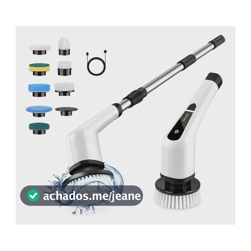 Esfregão Mop 9 Em 1 Escova De Limpeza Elétrica Multiuso Rotatória Magica Limpa Canto Friso Banheiro Cozinhha Bivolt VLX