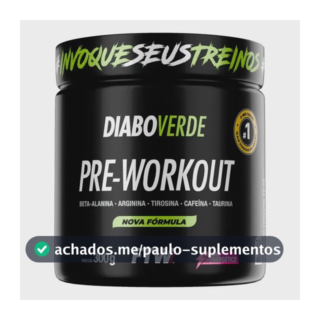 Pré Treino Pre Workout DIABO VERDE Pote 300g Sabor Energético-FTW