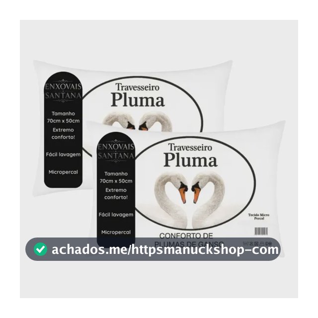 Kit 2 Travesseiros Pena De Ganso 70x50cm Toque Plumas Branco