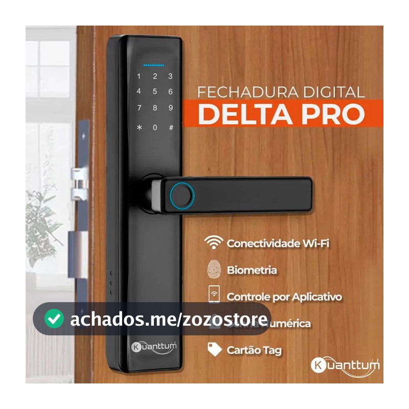 Fechadura Digital Kuanttum Delta Pro Wi-Fi Biométrica
