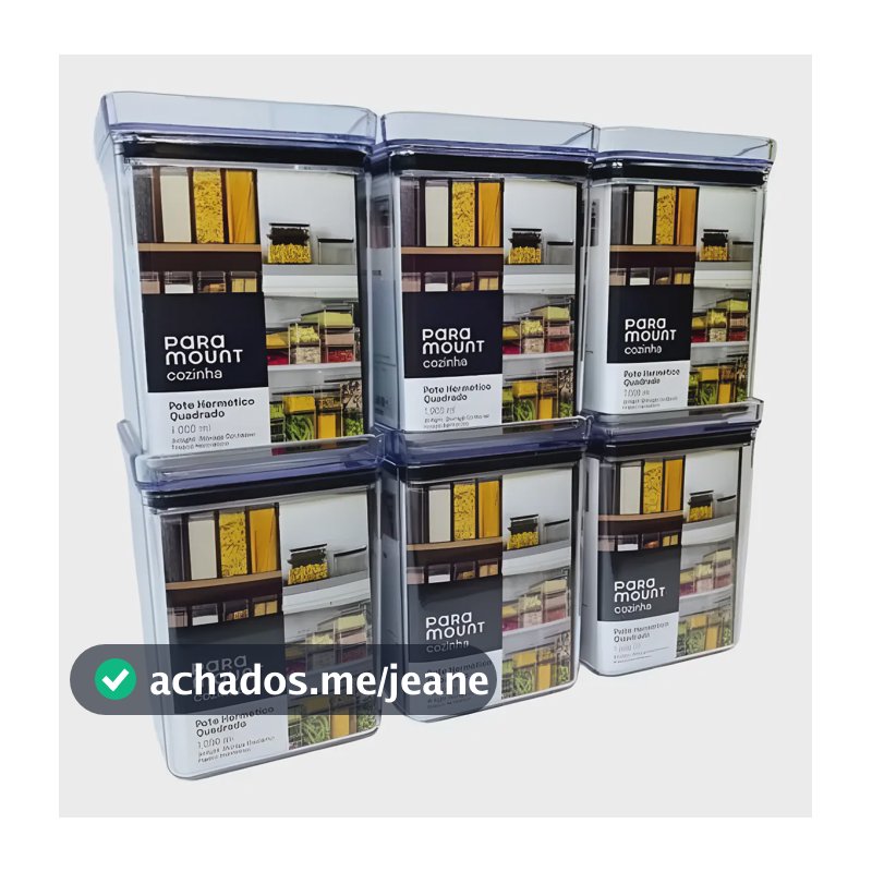 Paramount Diamond Pote 06 unidades Hermetico Lumini Quadrado 1000 Ml