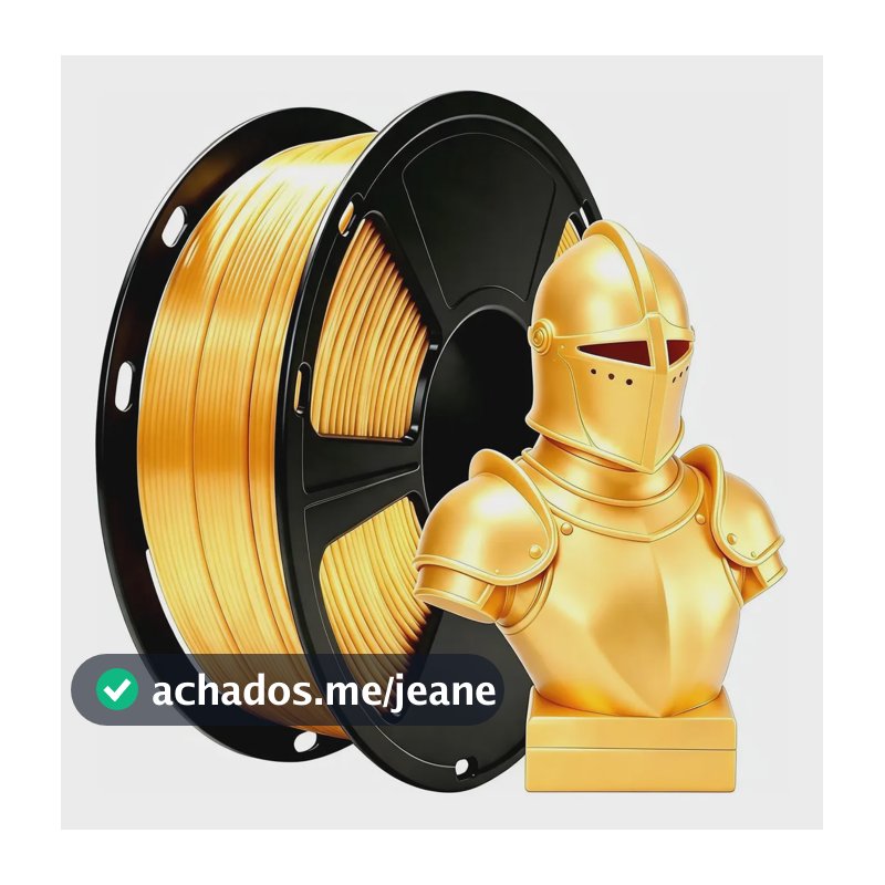Filamento Pla Plus Seda Impressão 3d 1,75mm 1kg High Speed Dourado Seda