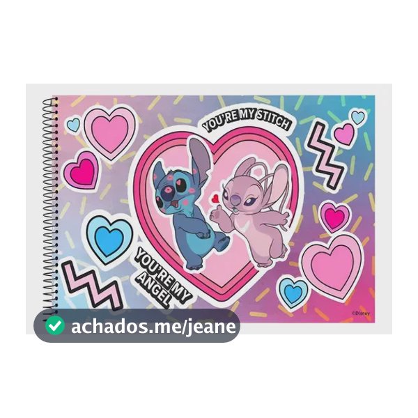 Caderno De Desenho 96 Fls Capa Adesivada Tema: Lilo & Stitch Capa3