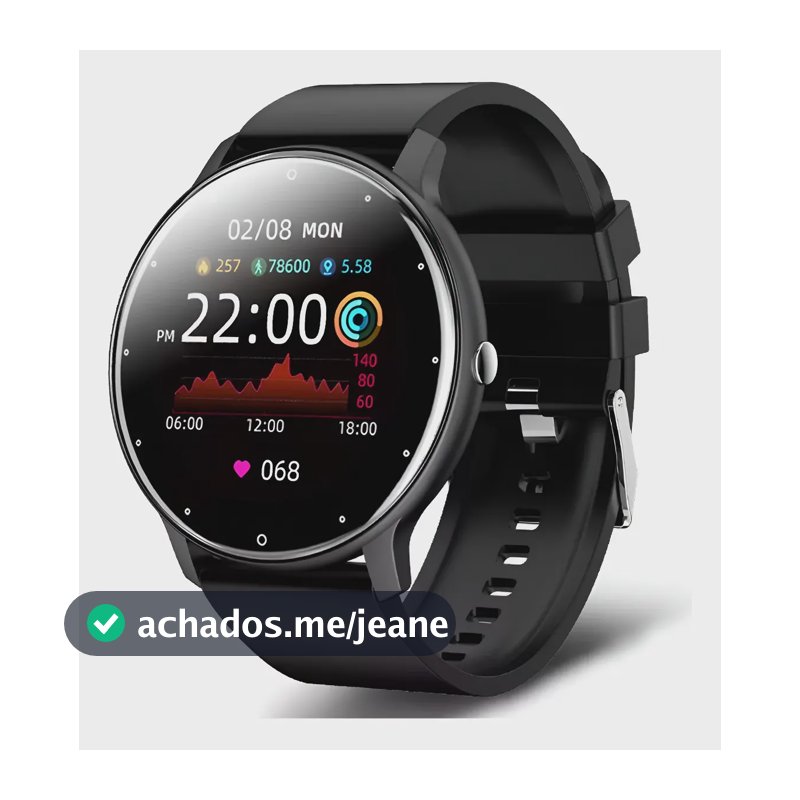 Smartwatch Lançamento Original Redondo Para Homens Mulheres Preto Milanês
