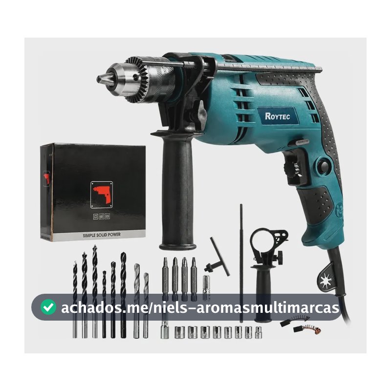 Furadeira Impacto Profissional 750w Acessórios Broca 110 220 Azul 110v