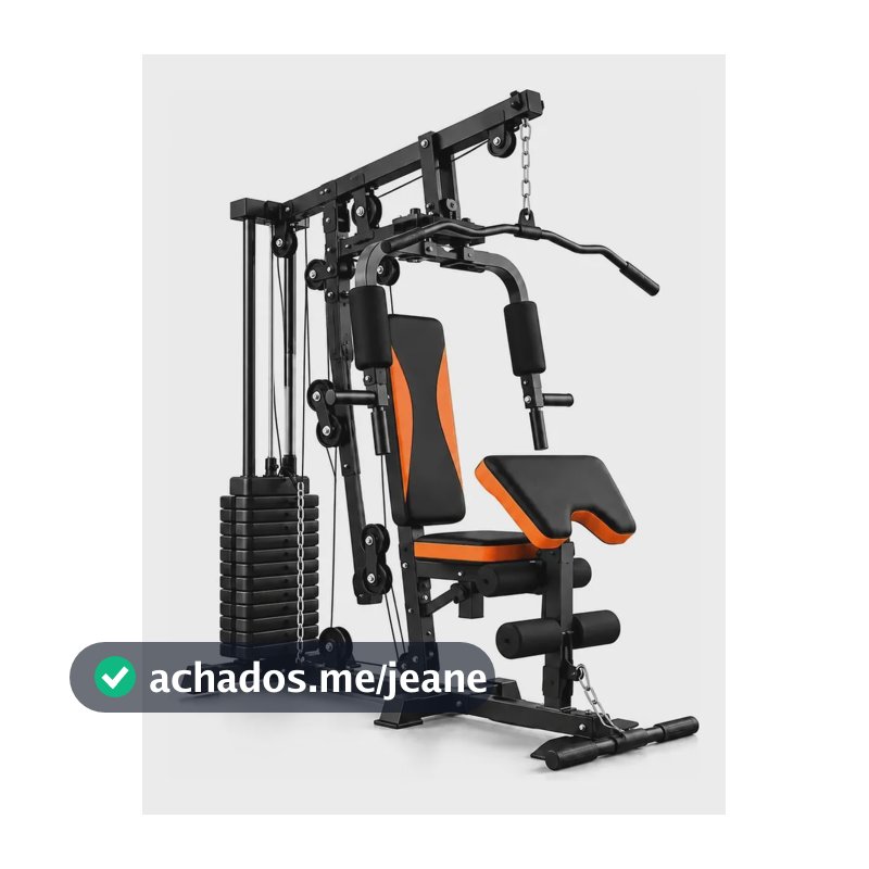 Estação De Musculação Multifuncional Its Fitness Linha Home Preto Preto E Laranja