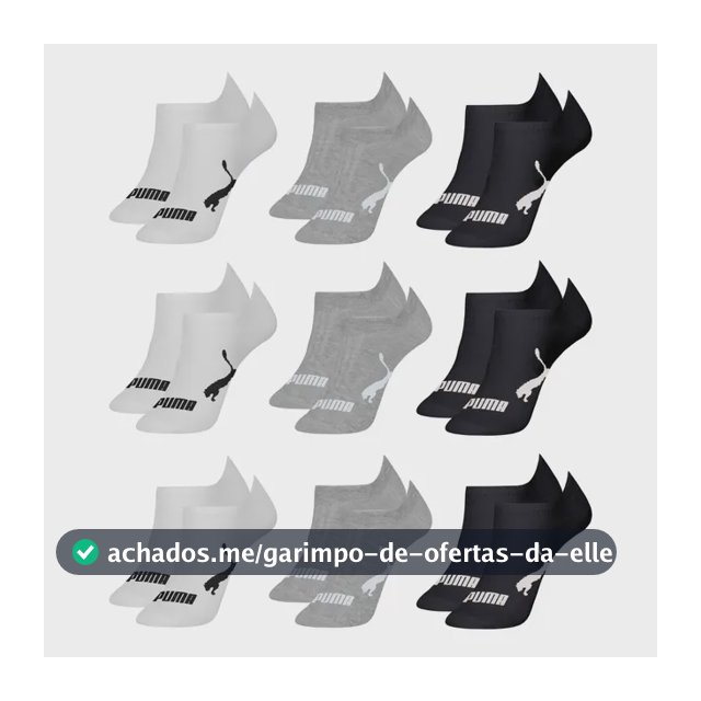 Kit 9 Pares Meias Puma Soquete Cano Curto Sapatilha Original