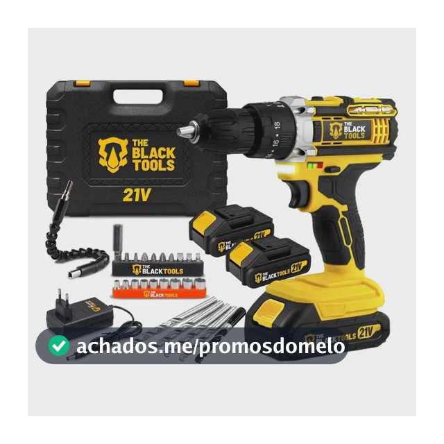 Parafusadeira Furadeira De Impacto The Black Tools Profissional TB-21PX 2 Baterias Com Maleta 60Hz Amarelo