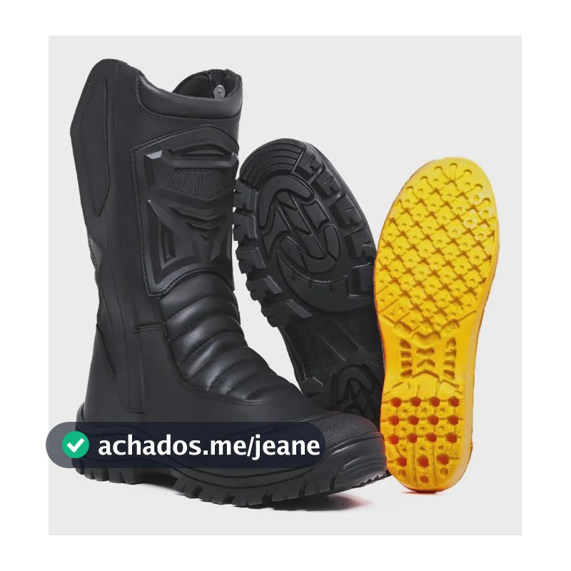 Bota Masculina Motociclista Couro Cano Médio Adventure Leve Preto 43