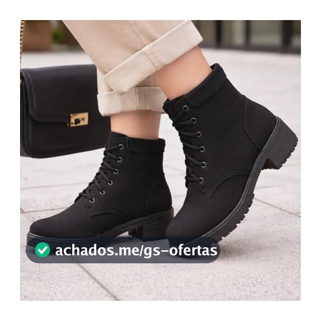 Bota Coturno Feminina Blogueira Tratorado Plataforma Confort Preto Liso 35 Br