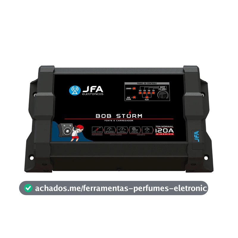 Fonte Carregador JFA Bob Storm 120A Bivolt Preto Projetos de Som