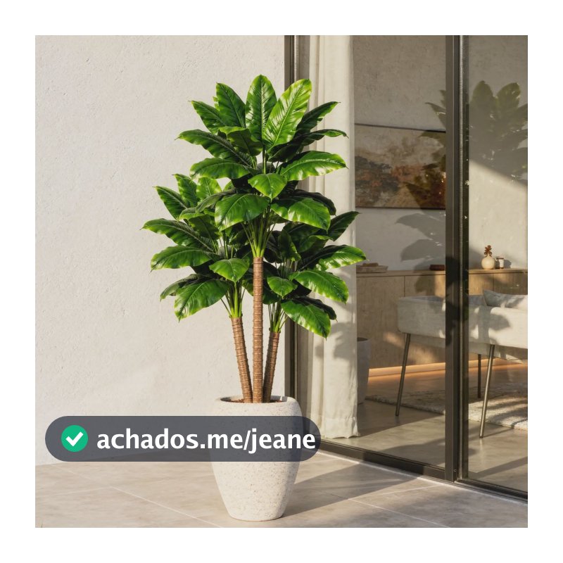 3 Planta Grande Bananeira Artificial 54 Folhagens Decoração Verde-escuro
