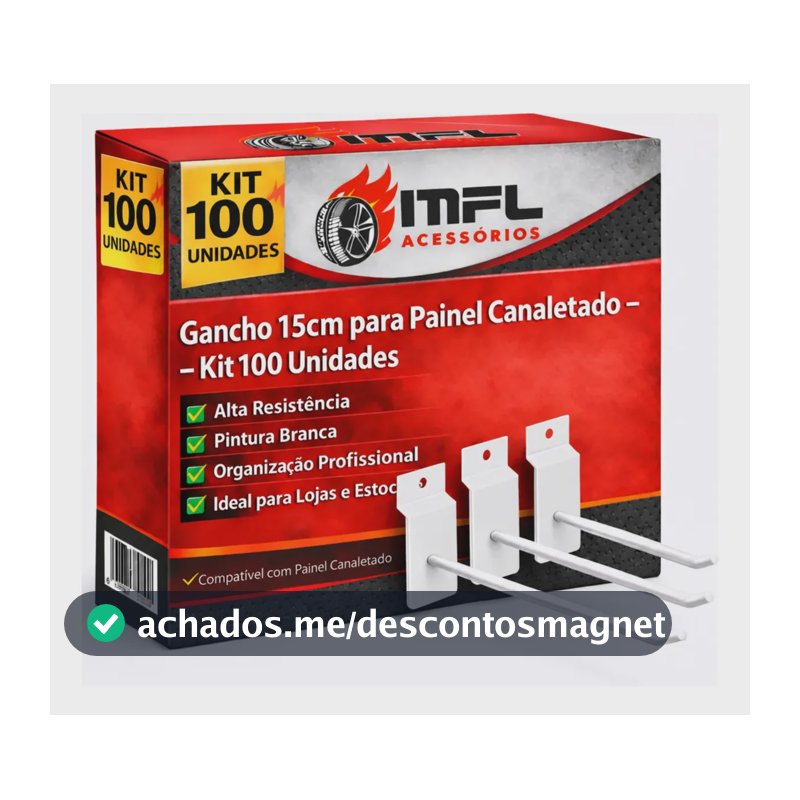 Kit 100 Ganchos Para Painel Canaletado Cor Branco 15cm