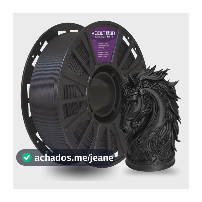 Filamento Pla Preto Evo  1kg - Premium Voolt3d Nacional Preto Evo