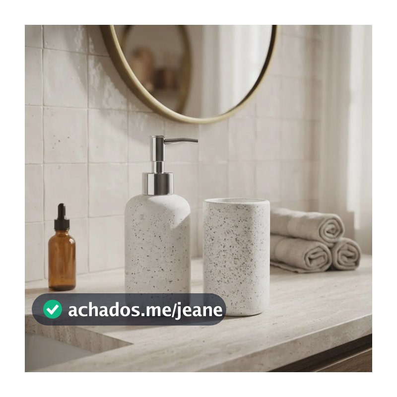 Kit Lavabo Cerâmica Dispenser Porta Escovas Banheiro Branco Branco