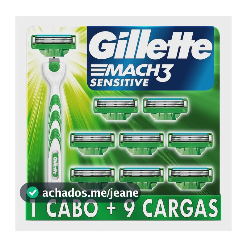 Aparelho de barbear Mach3 Sensitive + 9 cargas Gillette