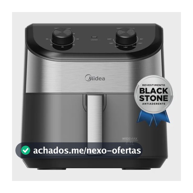 Fritadeira Air Fryer 4,5l Widemax Com Interior De Alumínio 1500w Midea