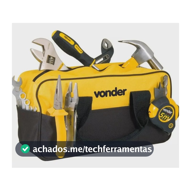 Bolsa Maleta Ferramentas Em Lona Com 8 Divisões Externas Cor Preto - amarelo Vonder