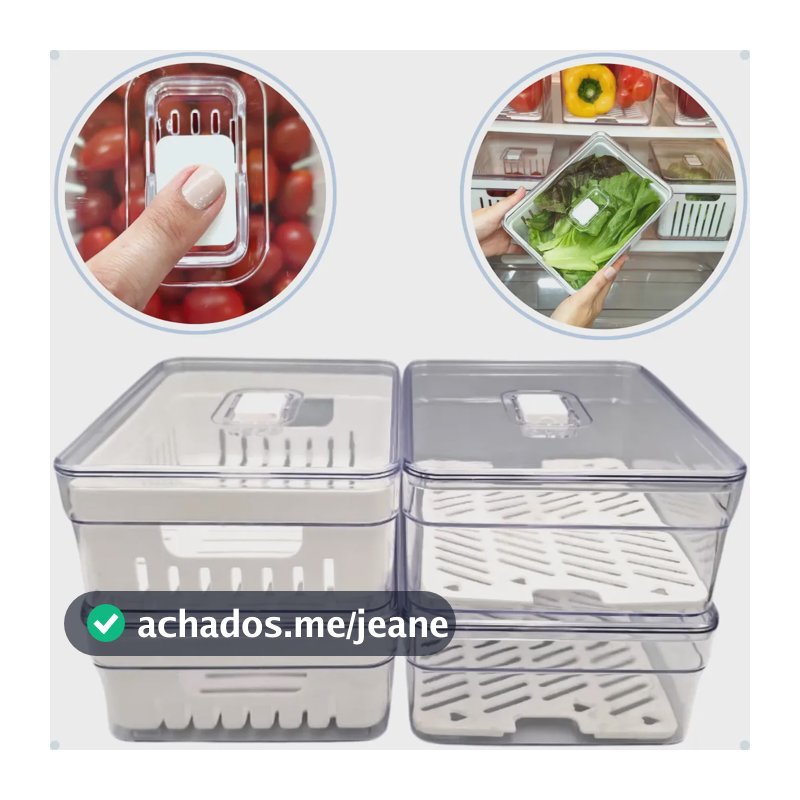 Kit 4 Organizador De Geladeira 2l Acrílico Frutas E Verduras