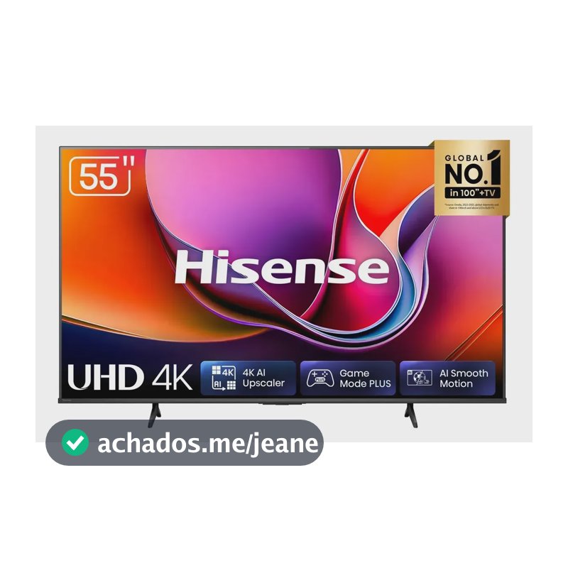 Smart TV Hisense 4K 55 Polegadas 55A6NV com Dolby Vision, HDR10, HLG, Dolby Gaming, Film Maker, DTS Virtual X, Compatibilidade Alexa