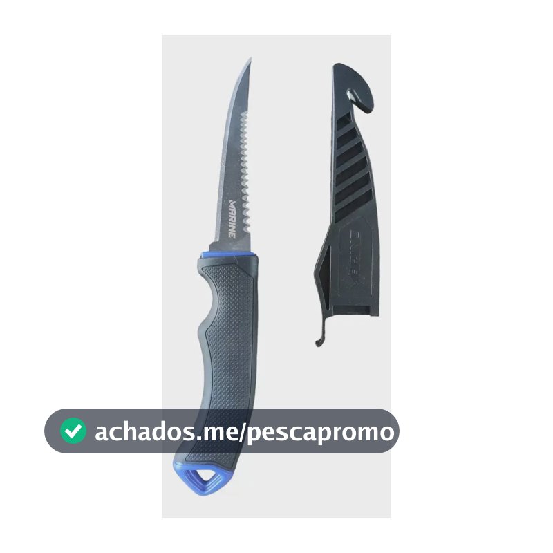 Faca De Pesca Marine Sports Fileteira Serrilhada Em Aço Inox Cor Preto