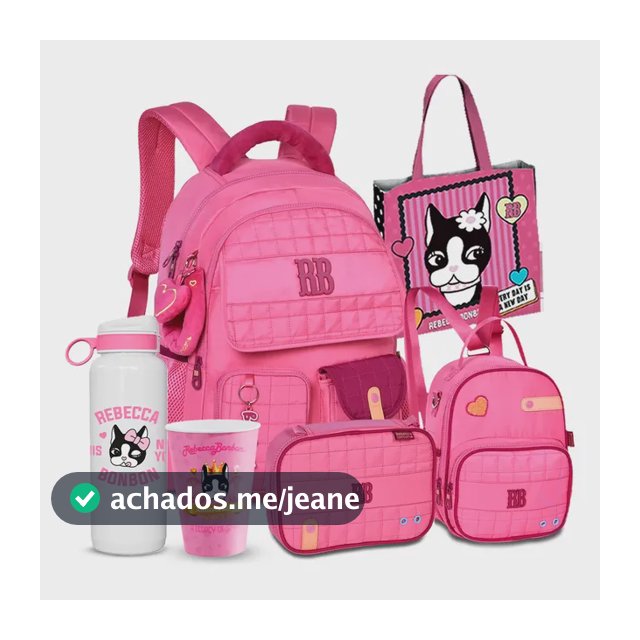 Kit Mochila Estojo Lancheira Rebeca Bonbom Rb Metalizada