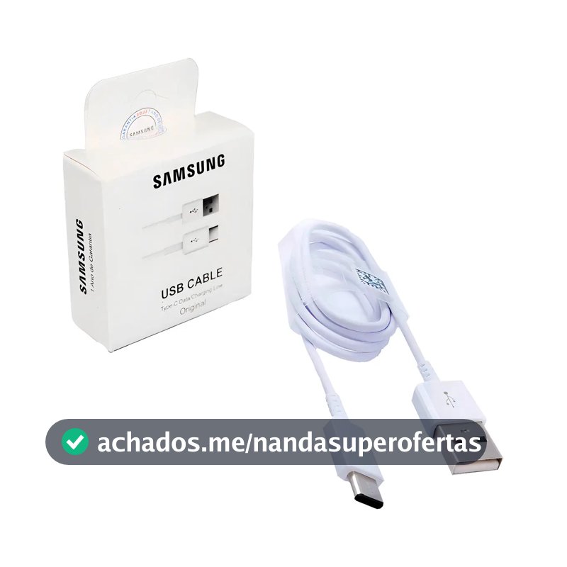 Cabo Carregador Samsung A14 A15 A24 A25 A34 A54 Branco
