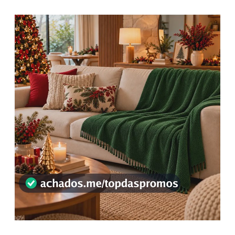 Manta De Sofá Grande 210x120  Natal Decorativa Capa Proteção Verde