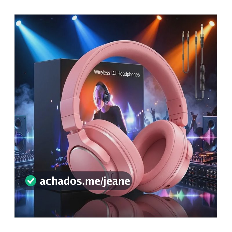 Fones de ouvido Bluetooth sem fio Bogast® Bwave X1 para estúdio e DJ, som profissional com drivers de 50 mm, cabo de 3,5 mm/6,35 mm, reprodução em 100 h, gravação, podcast e estúdio, rosa