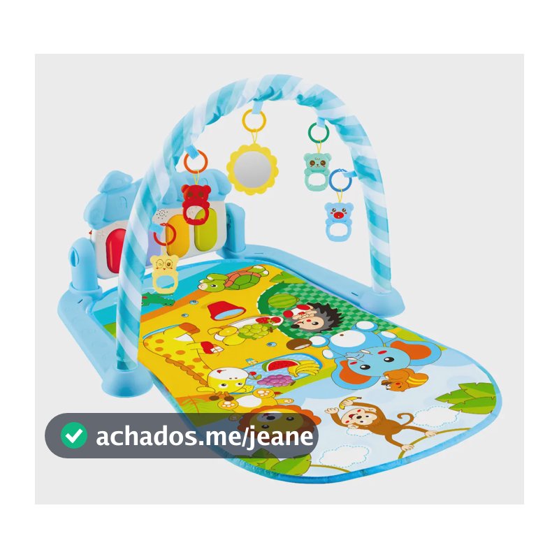 Tapete Ginásio De Atividades para Bebê Musical Com Piano Interativo Color Baby Floresta Azul