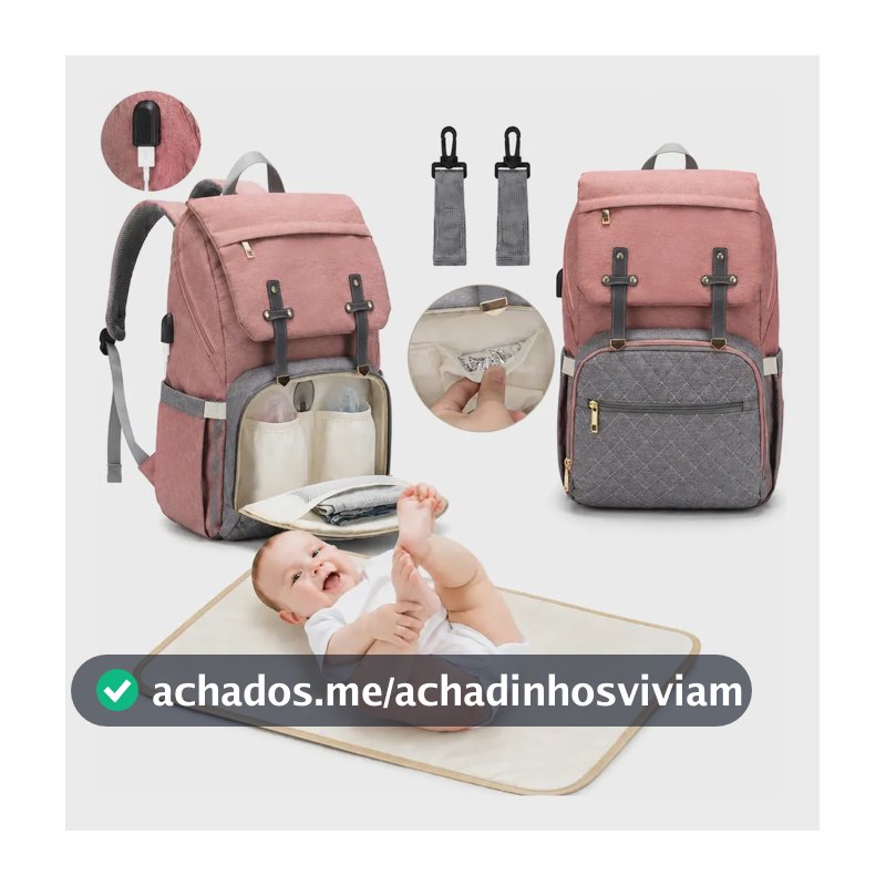 Mochila Bolsa Lequeen Smart Multifuncional Moderna Cor Rosa Com Cinza Bolsa Maternidade Grande 26l Mochila Maternidade Com Trocador Conta Com 17 Bolsos Para OrganizaçãO Completa Encaixe Usb E Trocador