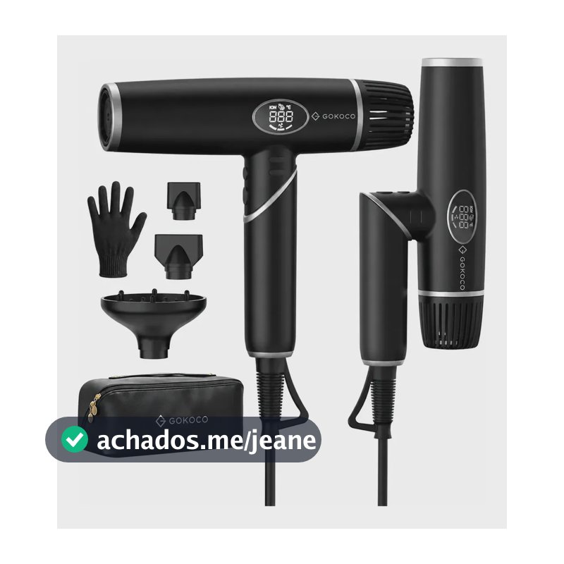 Secador De Cabelo Gokoco Gd045 1500w Portátil Dobrável Preto 127/220v