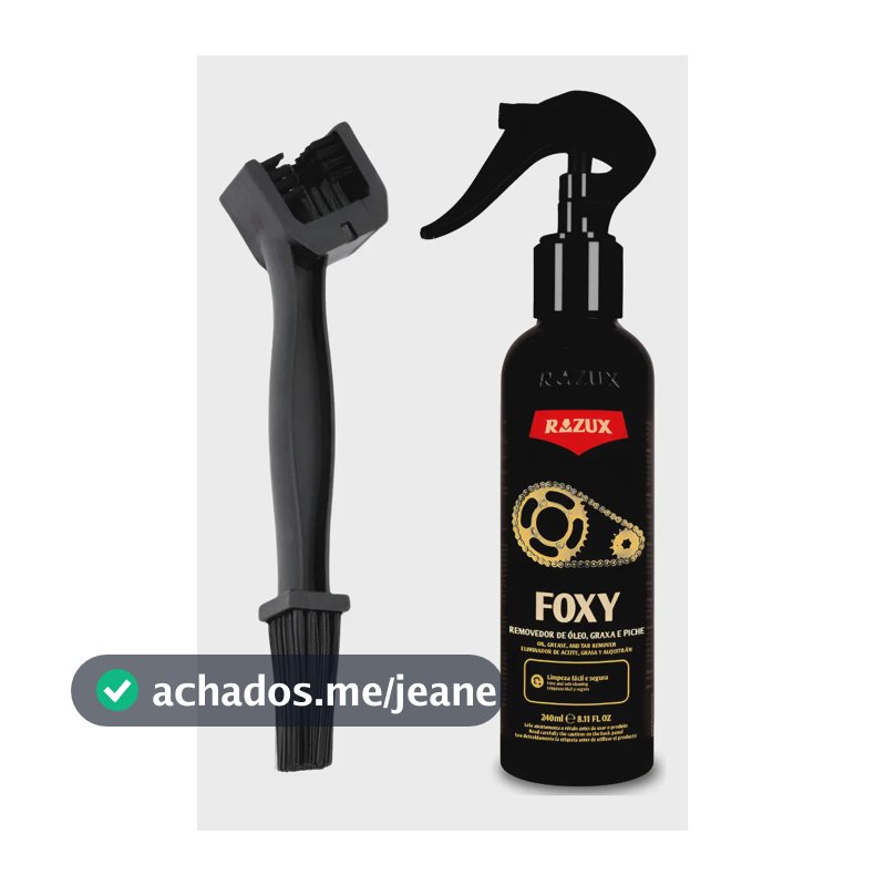 Foxy Remove Óleo Graxa Limpa Corrente Razux 240ml + Escova Preto