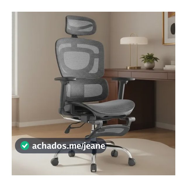 Cadeira De Escritório Ergonômica Mônaco Bt07 Luvinco Malha Respirável Com Suporte Lombar Adaptável Apoio Para Pés Retrátil Encosto Ajustável Seis Posições Cor Preta Suporta 200kg