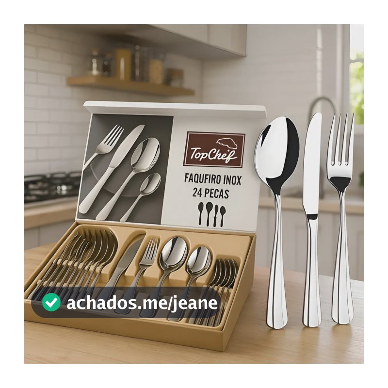 Faqueiro Inox 24 Peças Jogo Talheres Mesa Completa Luxo Inox